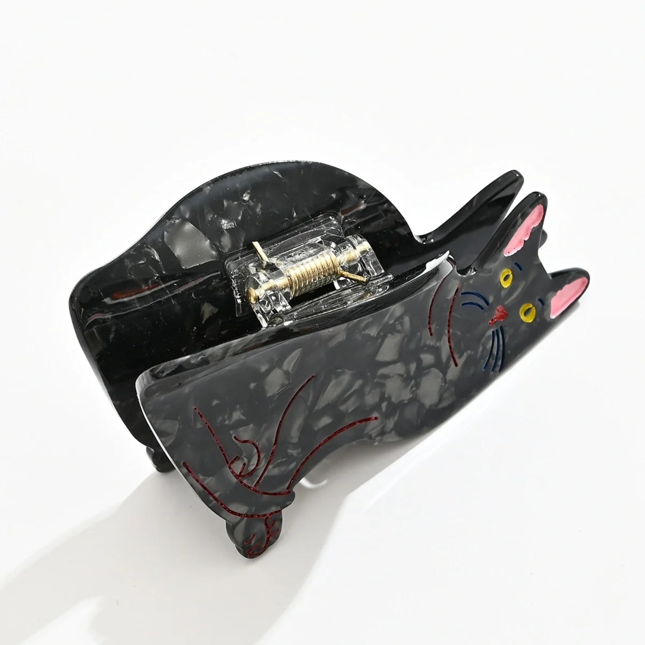 Katzen Haarspange Schwarz 8 cm