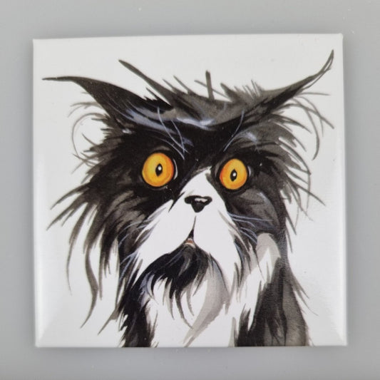 Kühlschrankmagnet Katze mit Bad Hair Day Magnet