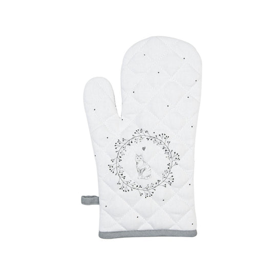 weißer Ofenhandschuh mit Katzenmotiv - 1 Stück Ofenhandschuhe