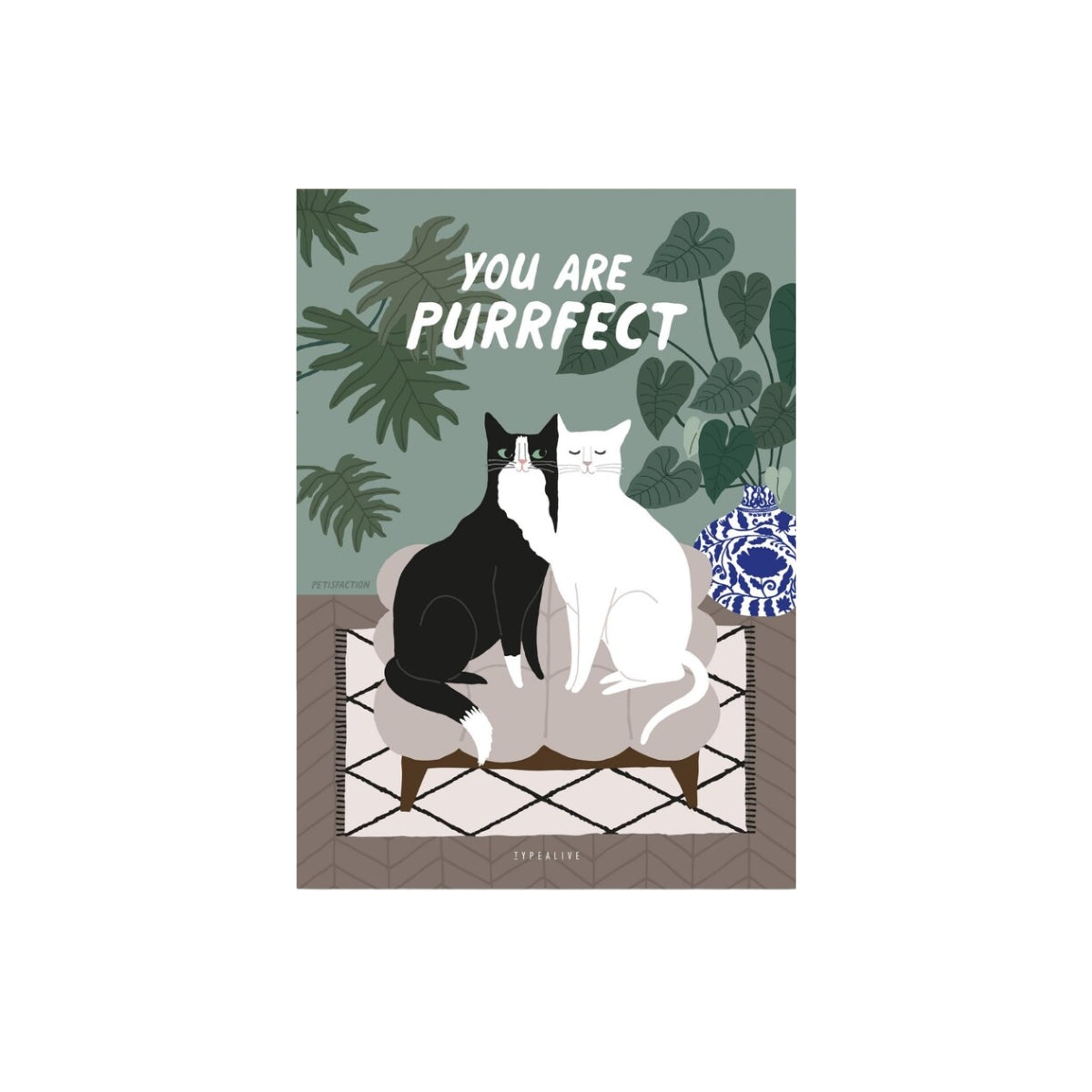 Postkarte mit Katzen - You Are Purrfect mit kuschelnden Katzen Postkarte