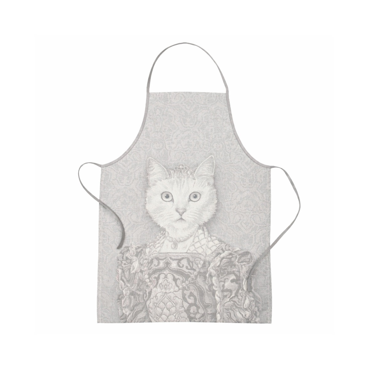 Baumwoll Küchenschürze Katze mit Diadem - grau