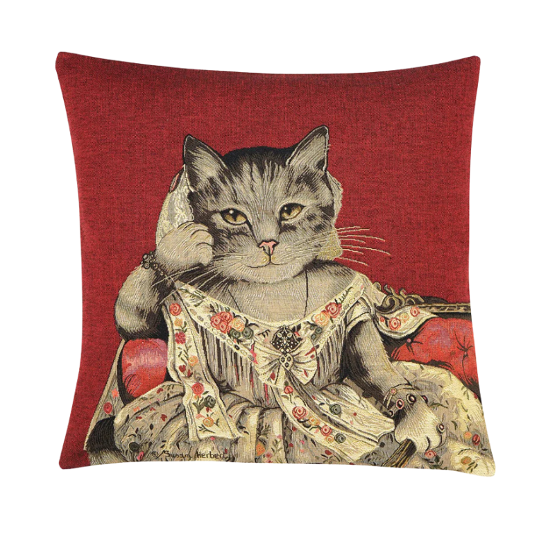 Kissenhülle Katze auf Sofa 45x45 cm Gobelin für Katzenliebhaber Kissenhülle