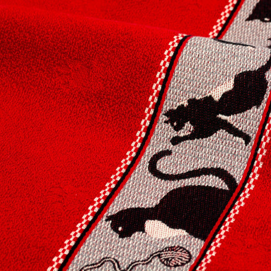 Katzenmotiv Handtuch Rot 53x60 cm Bio Baumwolle Handtuch