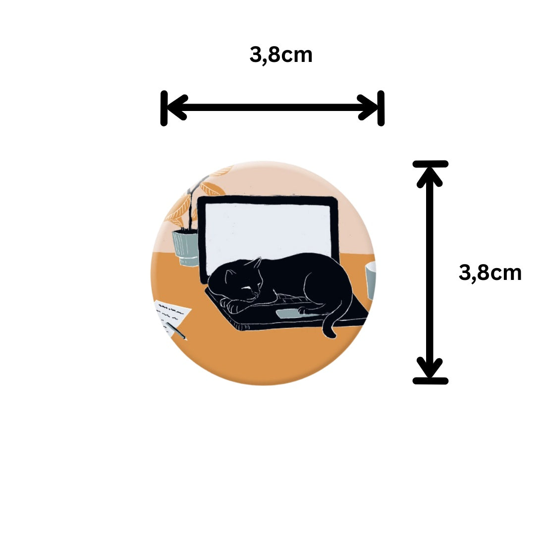 runder Magnet Katze schläft auf Laptop Magnet