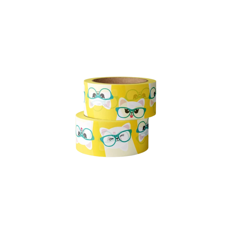 Washi Tape weiße Katze mit Brille Studio Inktvis