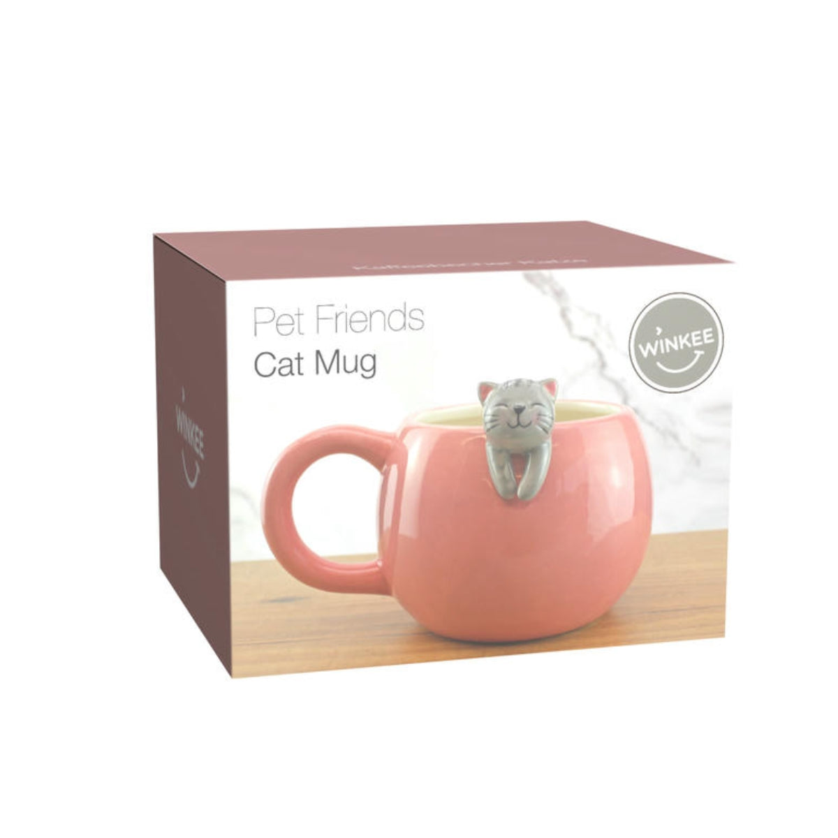 rote Tasse mit kleiner Katze Winkee