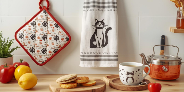 Küchentextilien mit Katzenmotiv