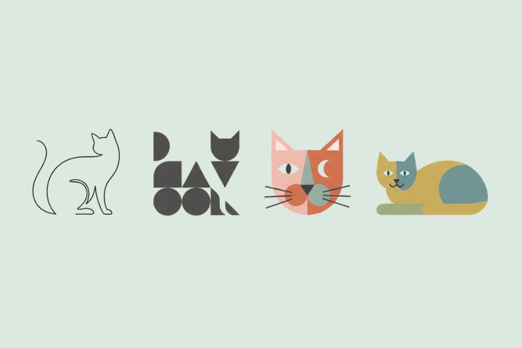 Minimalistische, abstrakte und stilisierte Katzendesigns