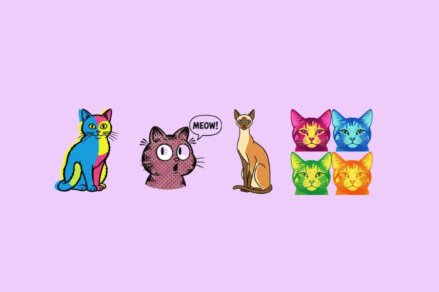 Comic, Pop Art und Cartoon Katzen