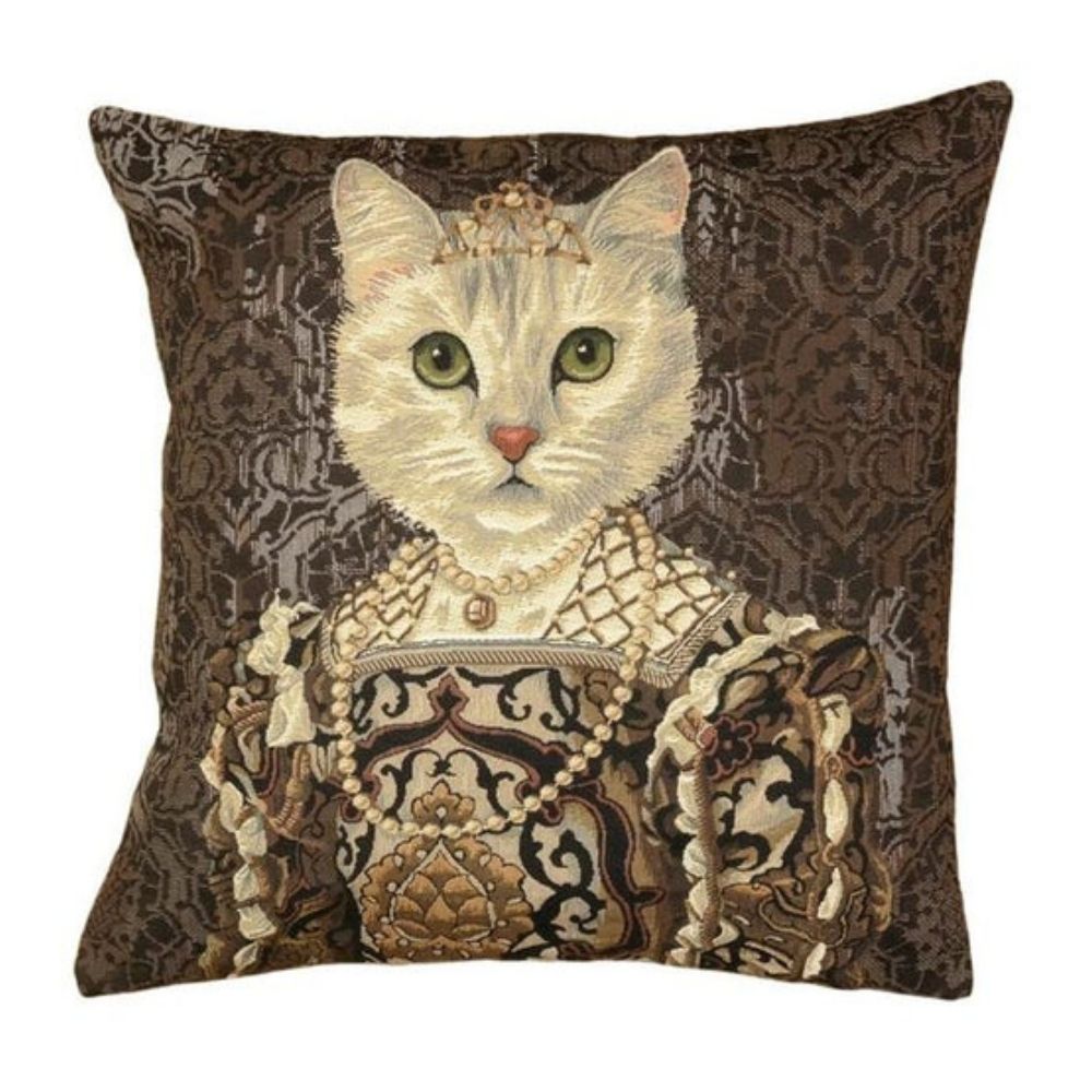 Gobelin Kissenhülle Katze mit Diadem