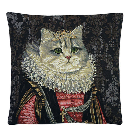 Kissenhülle Gobelin Katze mit Mühlsteinkragen