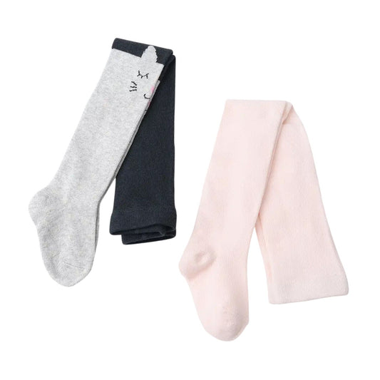 2er Set Kinderstrumpfhosen Katze und Rosa