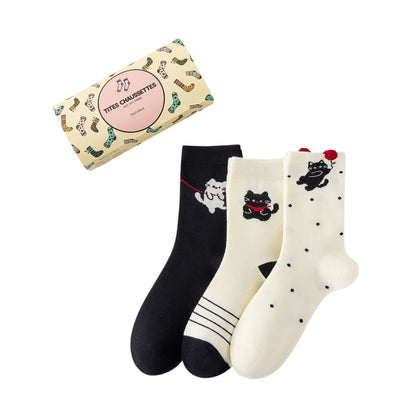 3er-Set Katzensocken mit verspieltem Katzendesign