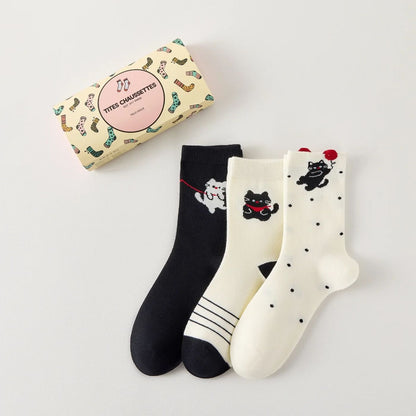 3er-Set Katzensocken mit verspieltem Katzendesign