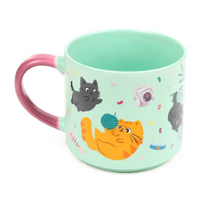 Tasse mit spielende Katzen - 470 ml Porzellanbecher Tasse
