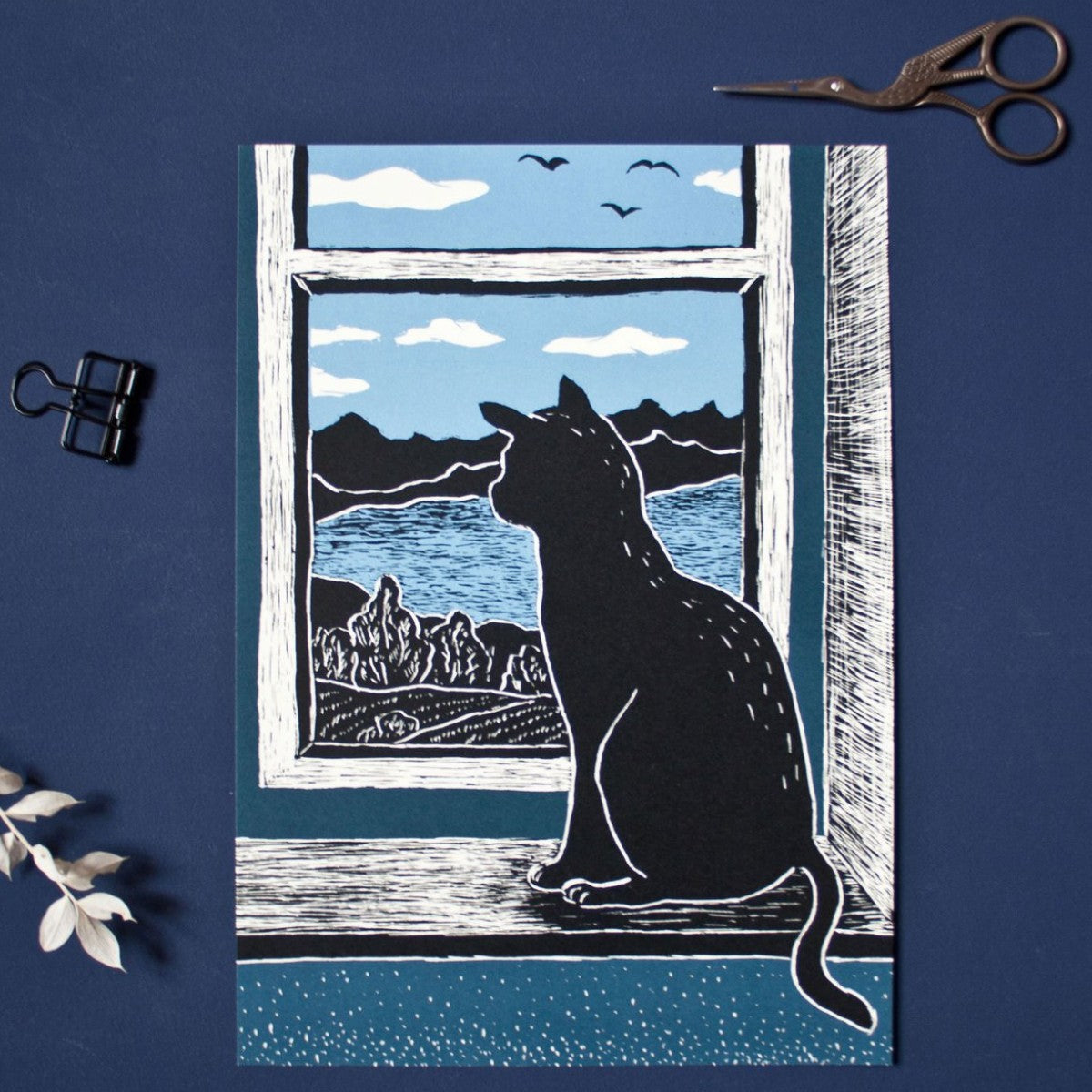 Poster Katze schaut aus dem Fenster - A4 Poster