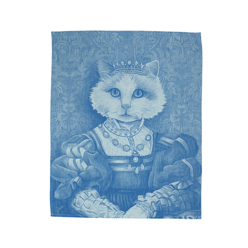 Geschirrtuch Katze mit Krone - Blau Geschirrtuch