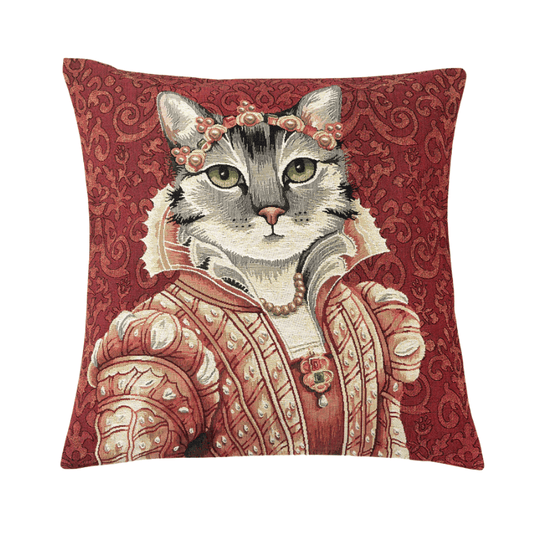 Kissenhülle Katze Lucrecia mit Diadem 45x45 cm Gobelin Kissenhülle