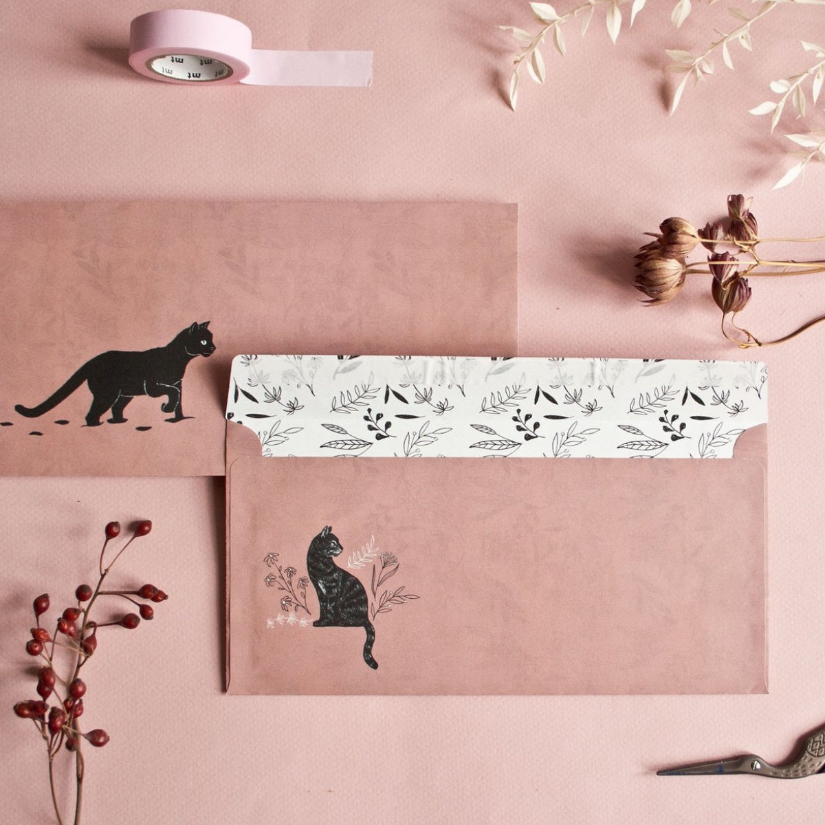 Briefpapier Set mit Katze Briefumschlag