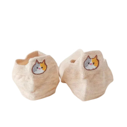 Katzensocken mit bestickter Fersenlasche