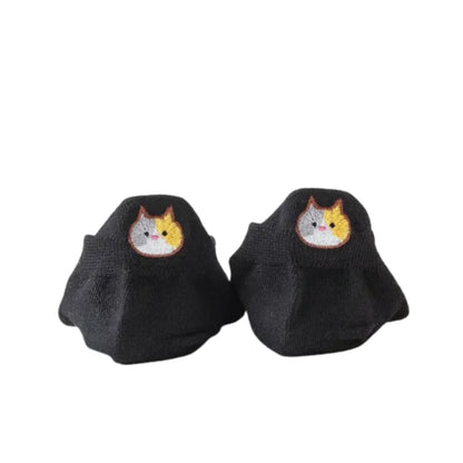 Katzensocken mit bestickter Fersenlasche