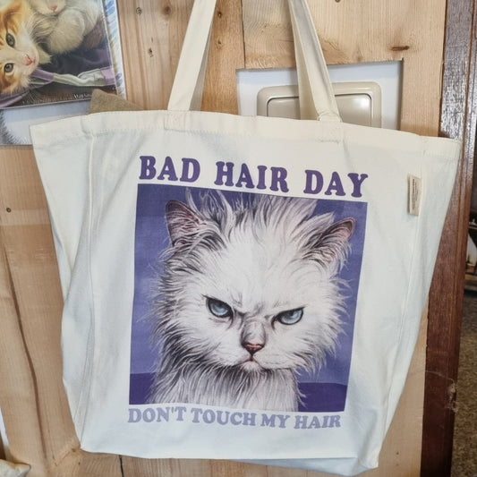 Einkaufstasche mit Katze Bad Hair Day Einkaufstasche