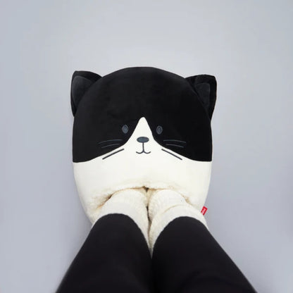 Fußwärmer Katze - schwarz und weiss
