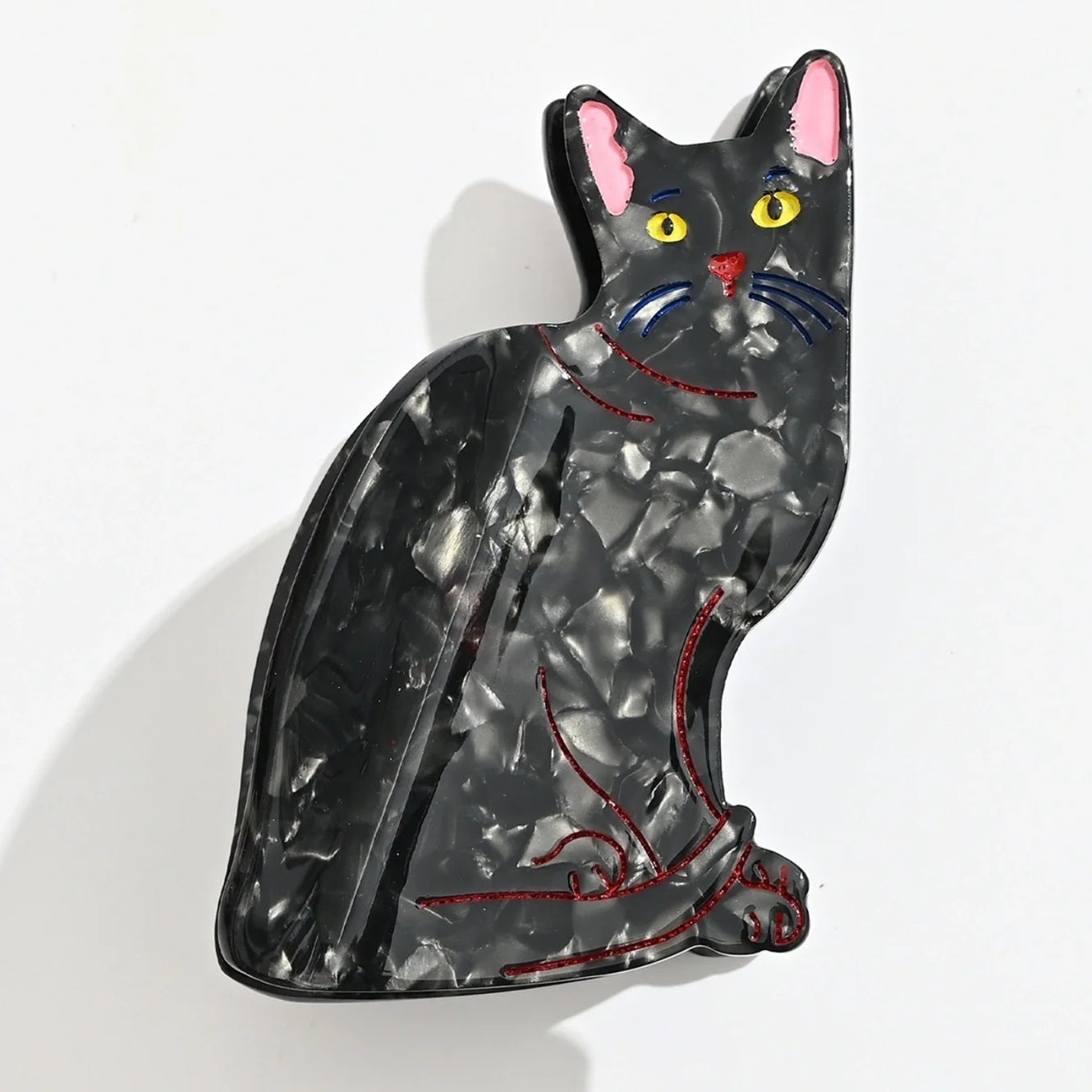 Katzen Haarspange Schwarz 8 cm