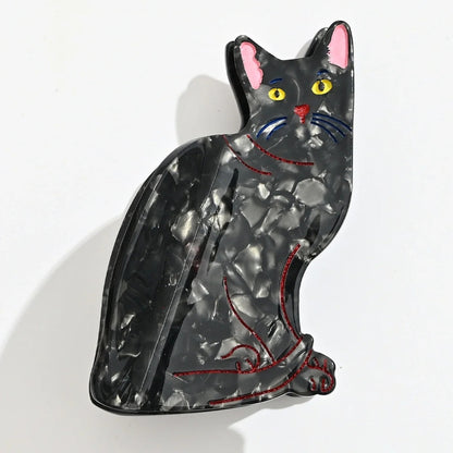Katzen Haarspange Schwarz 8 cm