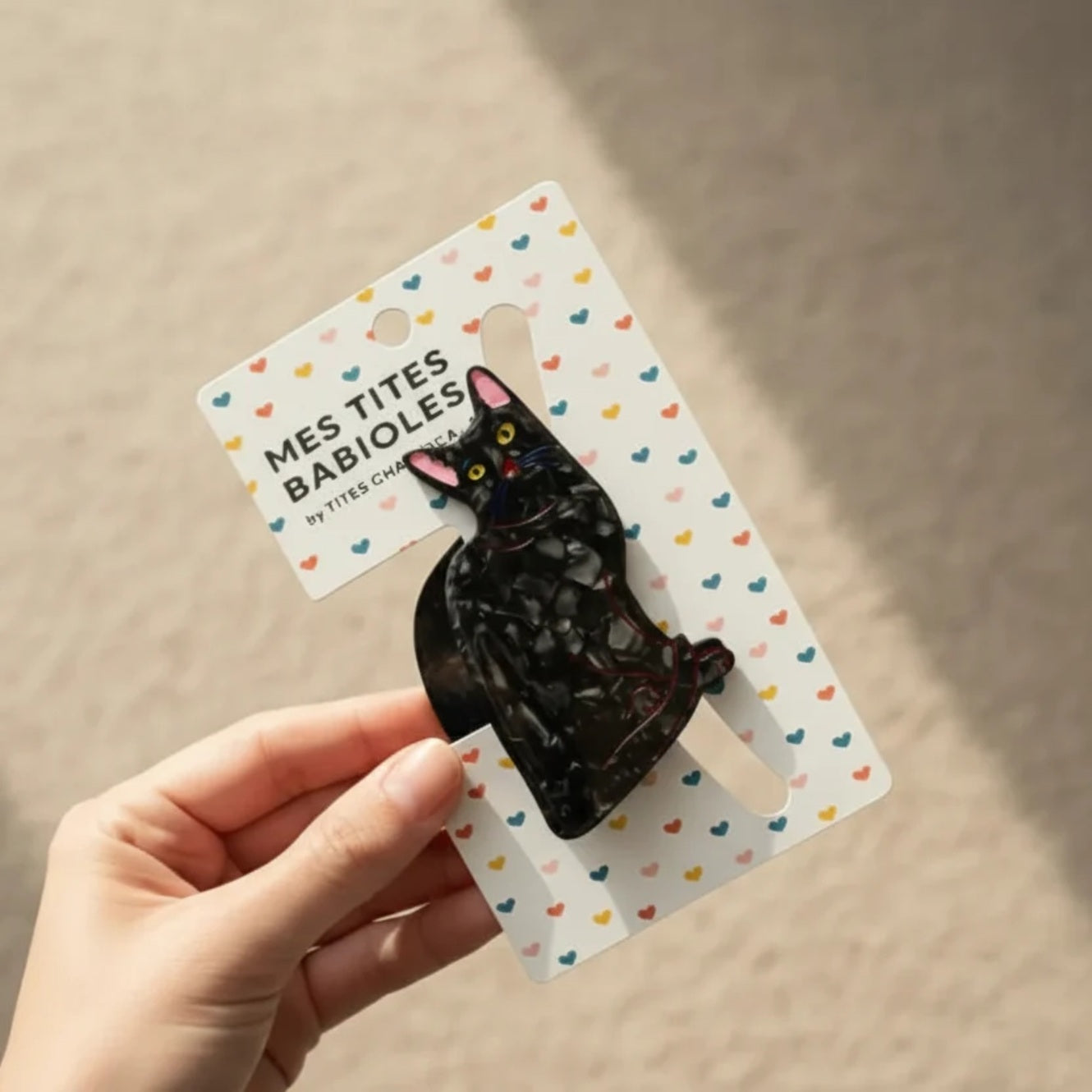 Katzen Haarspange Schwarz 8 cm