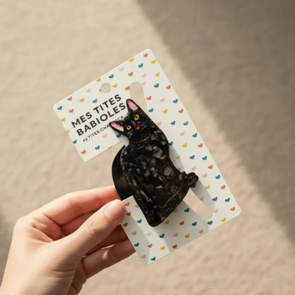 Katzen Haarspange Schwarz 8 cm