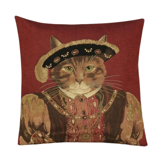Kissenhülle Kater Henry VIII 45x45 cm Gobelin für Katzenliebhaber Kissenhülle