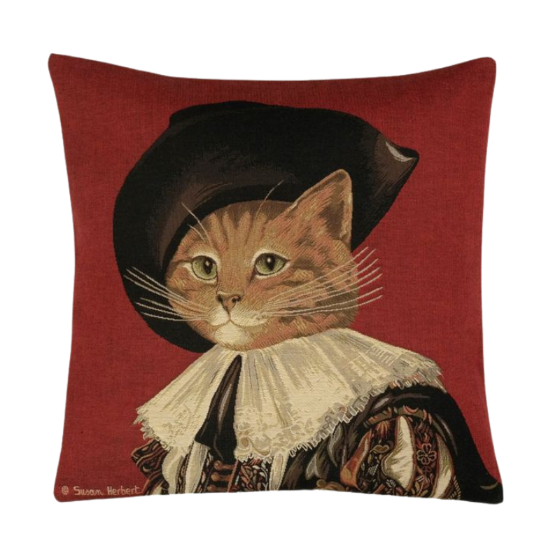 Kissenhülle Kater Musketier 45x45 cm Gobelin Kissenhülle