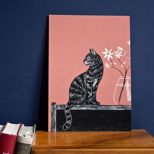 Poster Katze mit Vase - A4 Poster