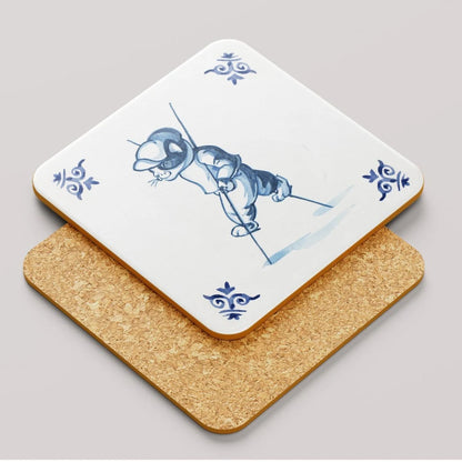 Untersetzer in Delfter Blau Design - spielende Katzen Untersetzer