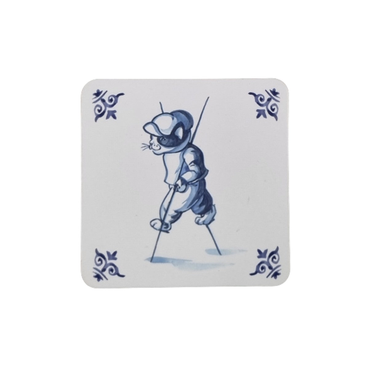 Untersetzer in Delfter Blau Design - spielende Katzen Untersetzer