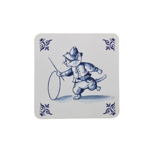 Untersetzer in Delfter Blau Design - spielende Katzen Untersetzer