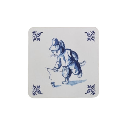 Untersetzer in Delfter Blau Design - spielende Katzen Untersetzer