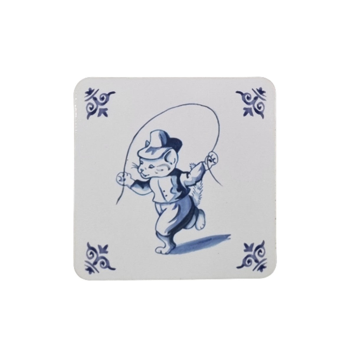 Untersetzer in Delfter Blau Design - spielende Katzen Untersetzer