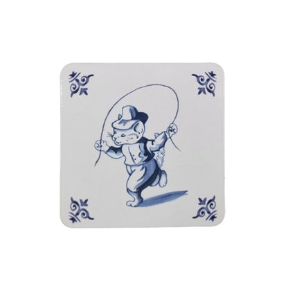 Untersetzer in Delfter Blau Design - spielende Katzen Untersetzer