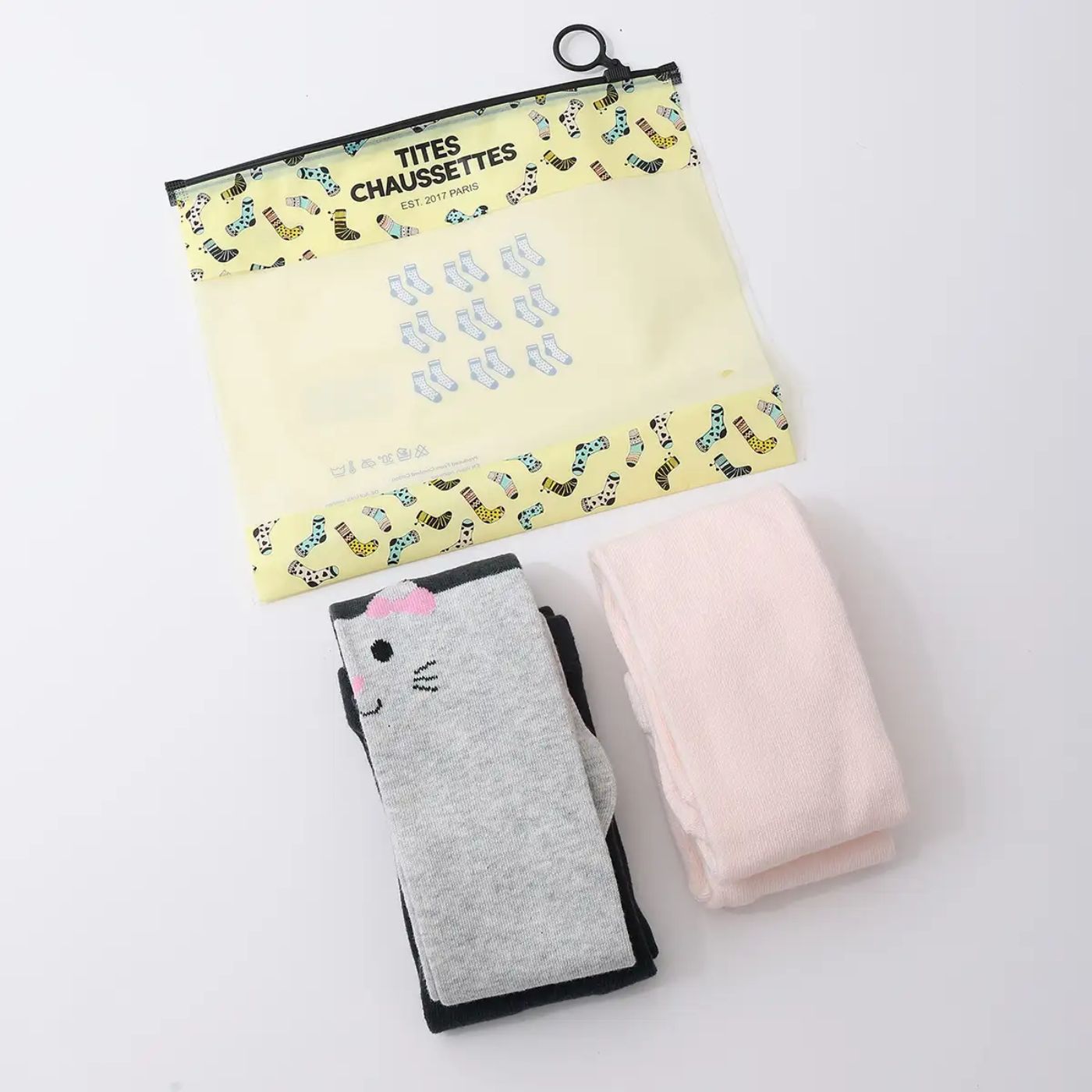 2er Set Kinderstrumpfhosen Katze und Rosa