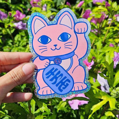 Glitzeraufkleber Glückskatze Maneki Neko