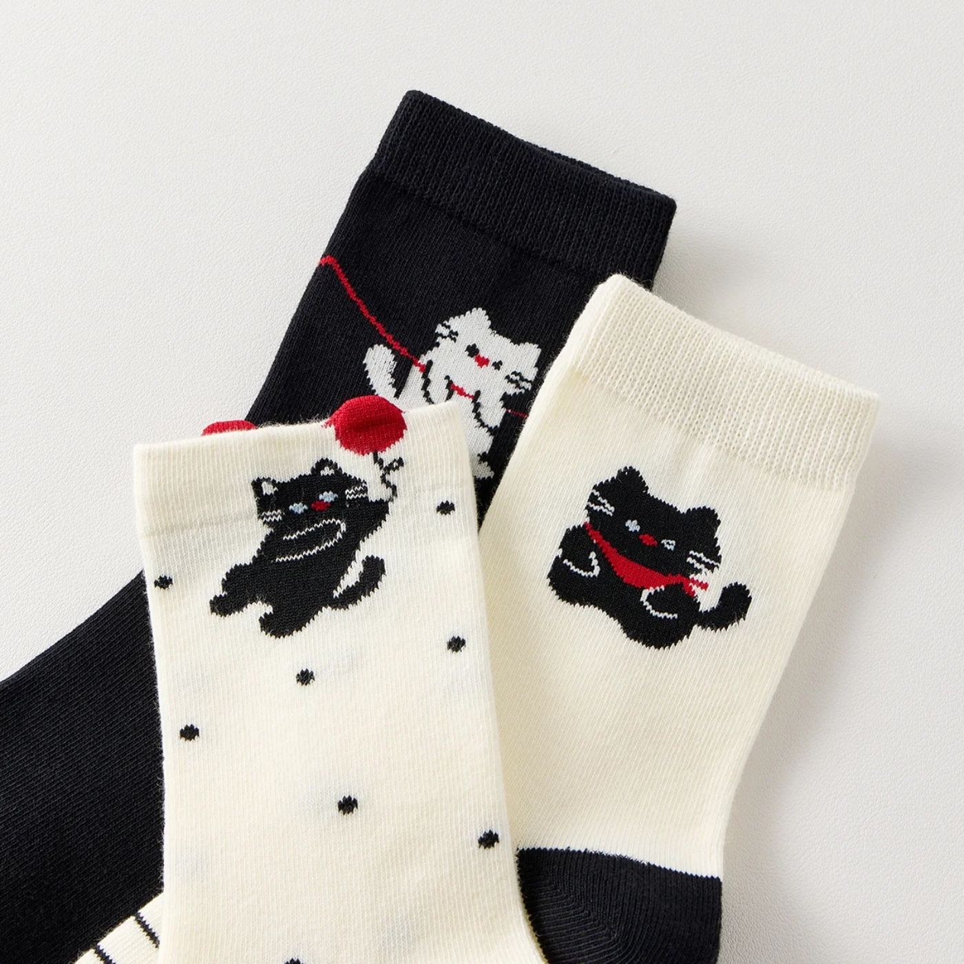 3er-Set Katzensocken mit verspieltem Katzendesign