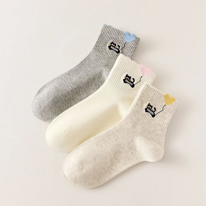 3er-Set Socken - Katze mit Herzballon