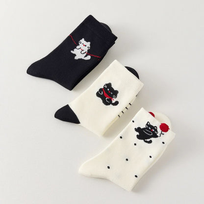 3er-Set Katzensocken mit verspieltem Katzendesign
