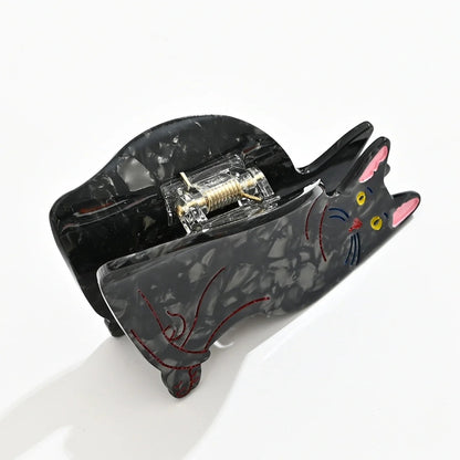 Katzen Haarspange Schwarz 8 cm