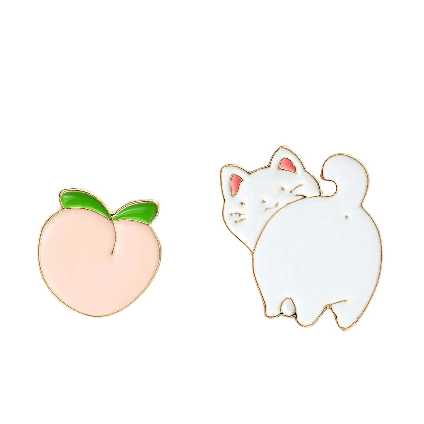 Anstecknadeln 2er-Set Katze und Pfirsich