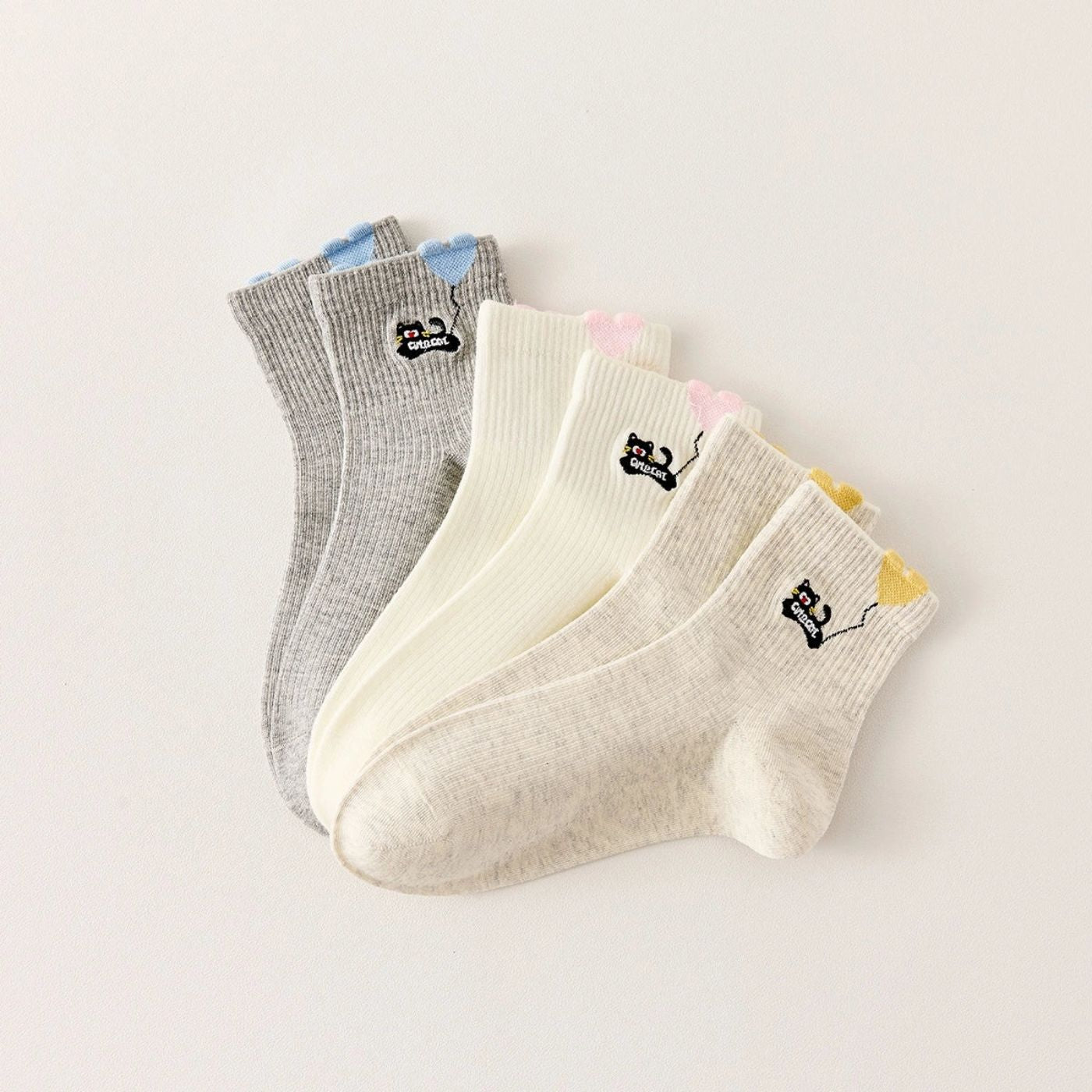 3er-Set Socken - Katze mit Herzballon
