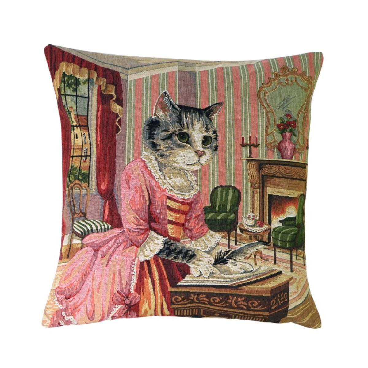 Kissenbezug für Dekokissen - Katze am Schreibtisch