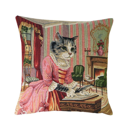 Kissenbezug für Dekokissen - Katze am Schreibtisch